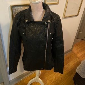 black leather jacket